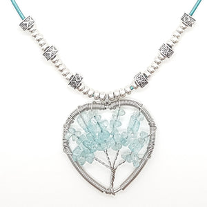 Collar tree of life aquamarina