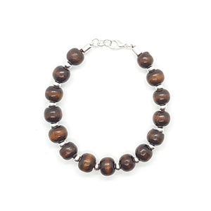 Pulsera bolitas de madera y zamak